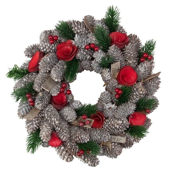 Pine Cones Berries and Flowers Artificial Christmas Wreath - 10-Inch, Unlit