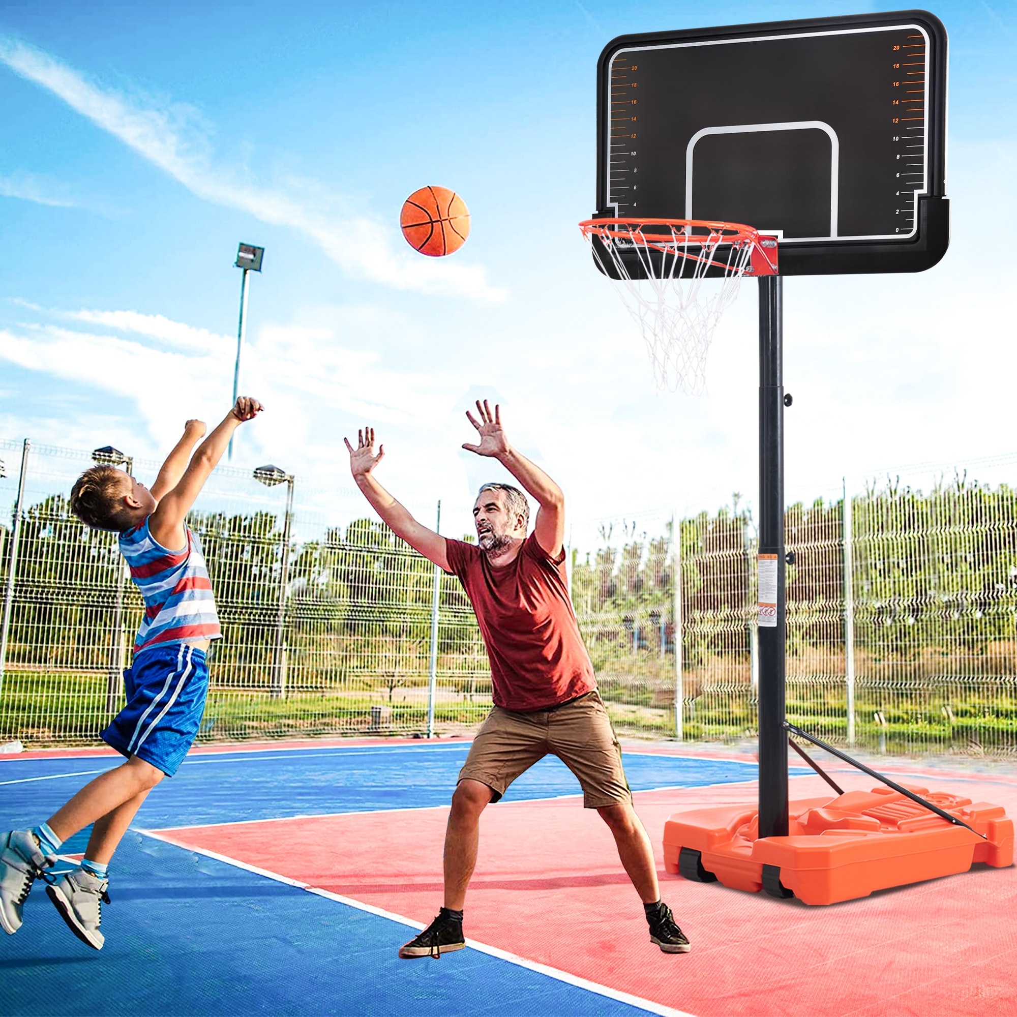 Aosom Poolside Basketball Hoop Stand Portable Basketball System Goal,  Adjustable Height 3'-4', 30 Backboard