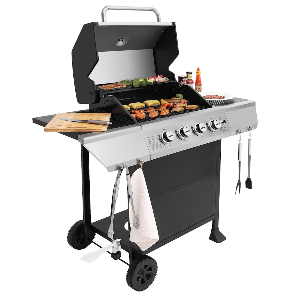 Royal Gourmet 4-Burner Gas Grill with Stainless Steel Upper Lid