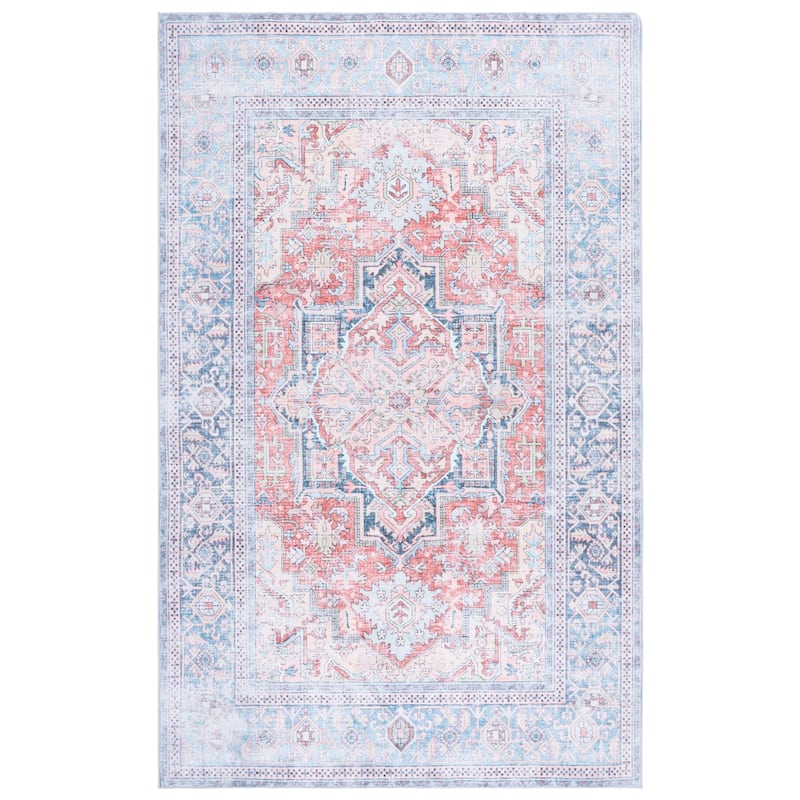 SAFAVIEH Arizona Funda Machine Washable & Slip Resistant Rug - 4' x 6' - Rust/Blue