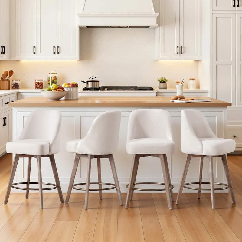 26" Upholstered Counter Height Swivel Bar Stool, Counter Stools with Solid Wood Legs - 39.37"H x 22.44"D x 21.65"W