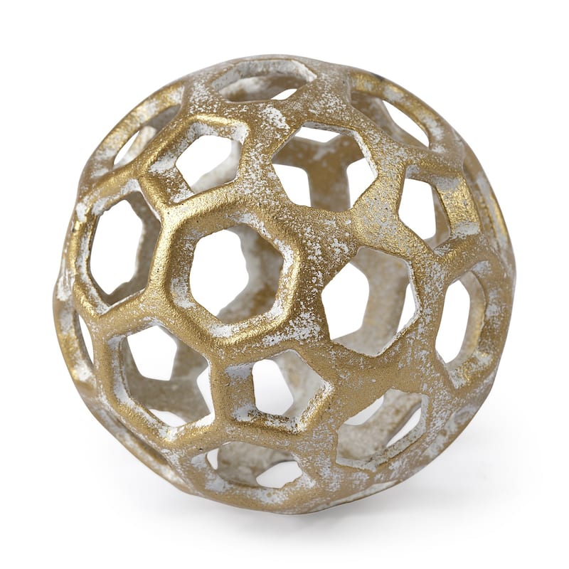 HomeRoots 3" Gold Metal Decorative Orb Tabletop Sculpture