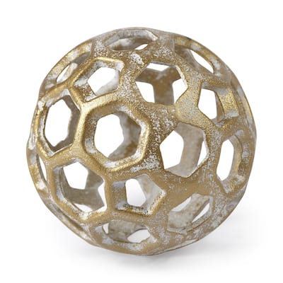 HomeRoots 3" Gold Metal Decorative Orb Tabletop Sculpture
