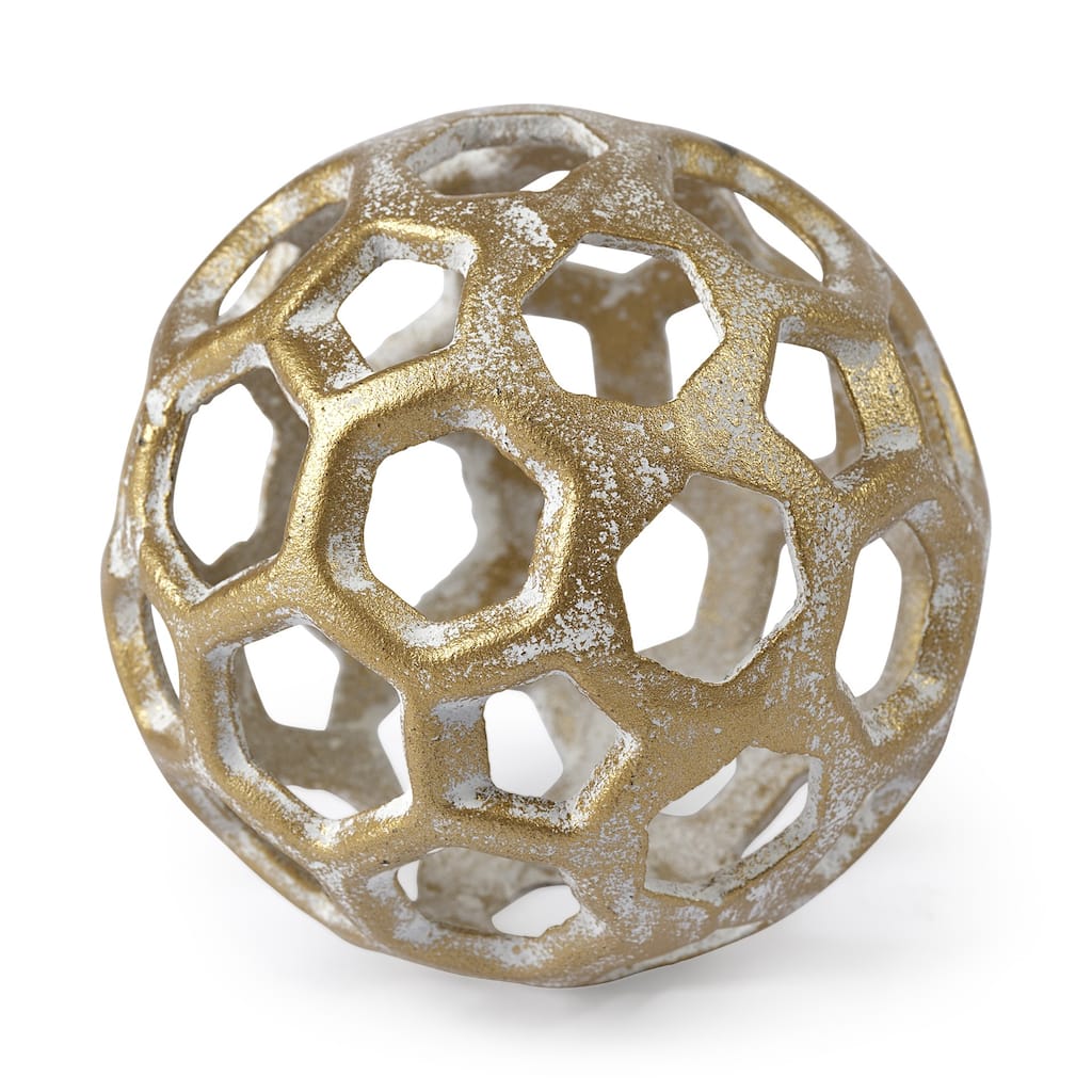 HomeRoots 3" Gold Metal Decorative Orb Tabletop Sculpture