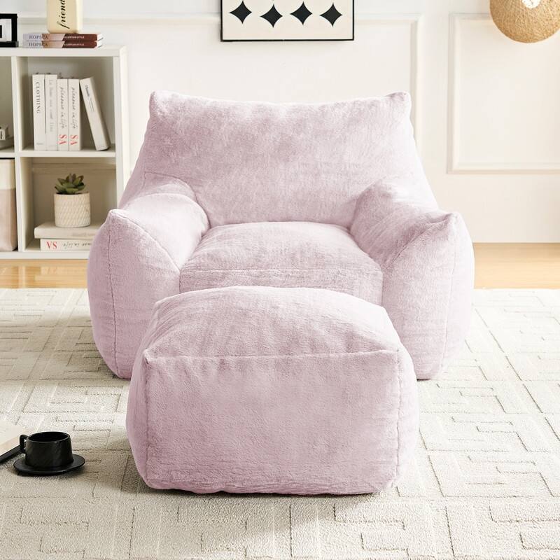 MIxoy Oversized Modern Bean Bag Chair with Ottoman,Lazy Sofa with Armrest