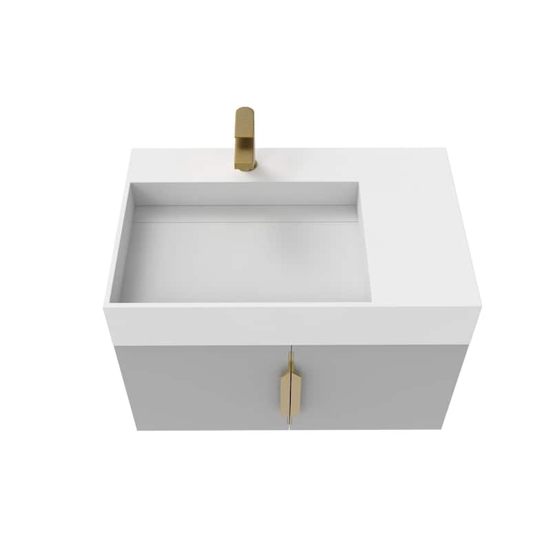 Amazon 30" Wall Mounted Bathroom Left Basin Vanity Set w/ White Top
