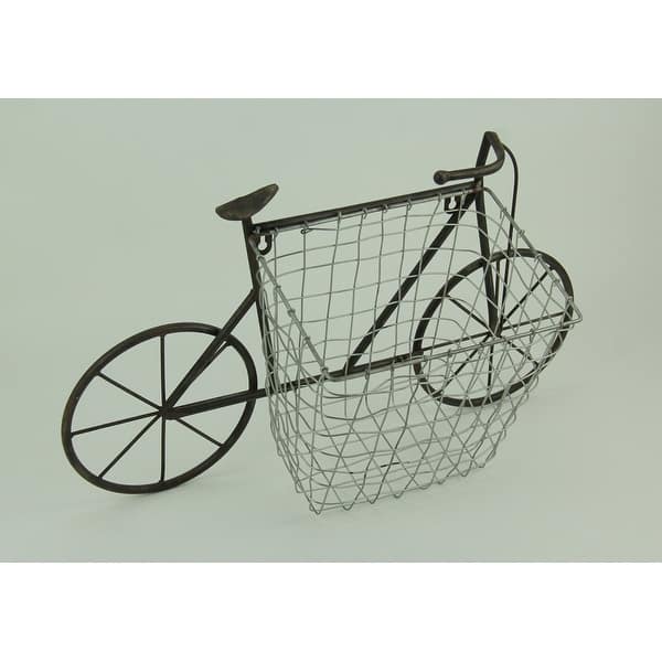 Shop Vintage Bicycle And Basket Metal Wall Sculpture Overstock
