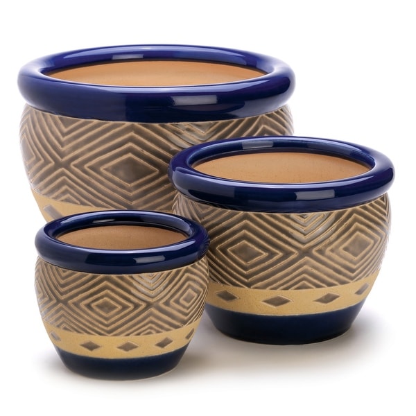 Deep Blue Tribal Planter Trio. Opens flyout.