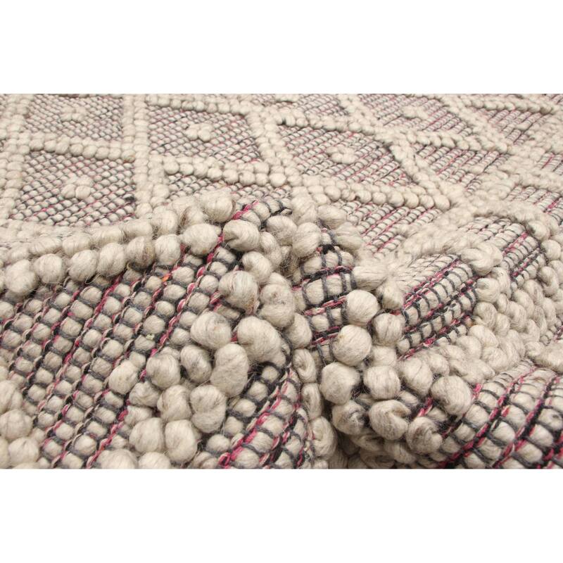 ECARPETGALLERY Braid weave Sienna Grey Wool Rug - 5'1 x 7'10