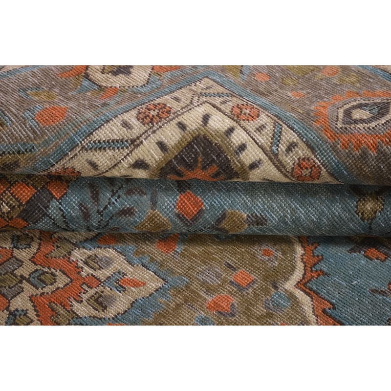 Over-Dyed Blue Tabriz Vintage Area Rug Handmade Wool Carpet - 6'5" x 9'5"