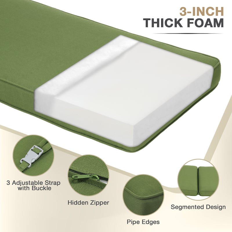 Aoodor Patio Chaise Lounger Cushions Set of 2, Olefin Fabric, Water-Resistant, 72x21x3 Inches(Only Cushions)