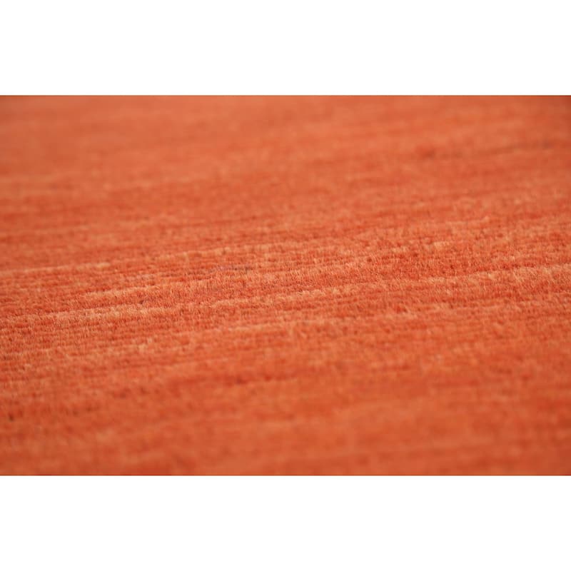 Orange Modern Gabbeh Oriental Area Rug Handmade Stripe Wool Carpet - 4'10" x 6'5"