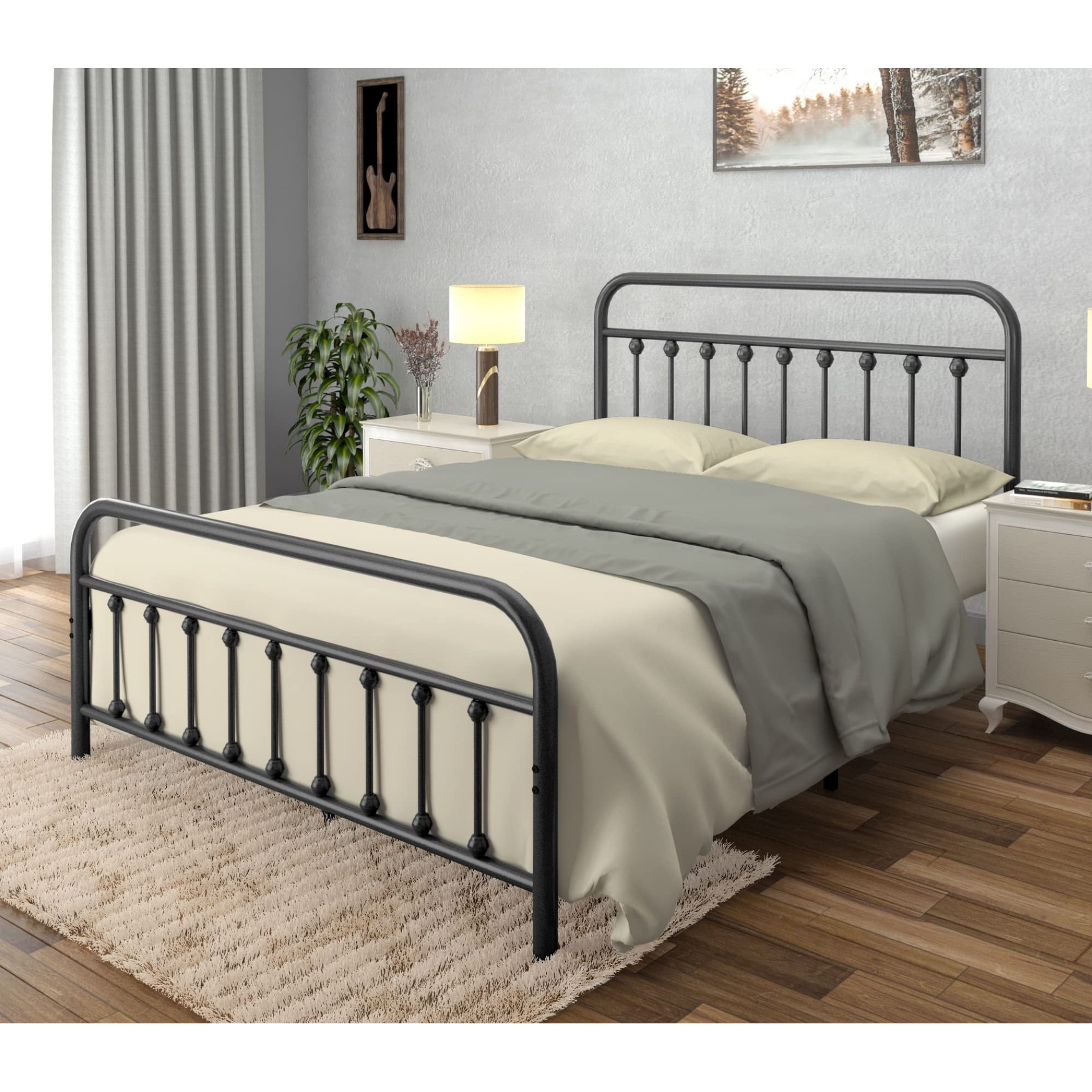 Curated visual reference: Picture Idea: King Size Metal Platform Bed Frame With Victorian Style Wrought