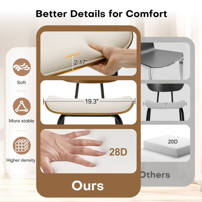 Faux Leather Upholstered Dining Chairs Set of 2/4 - 33.5"H x 19.3"W x 23"D