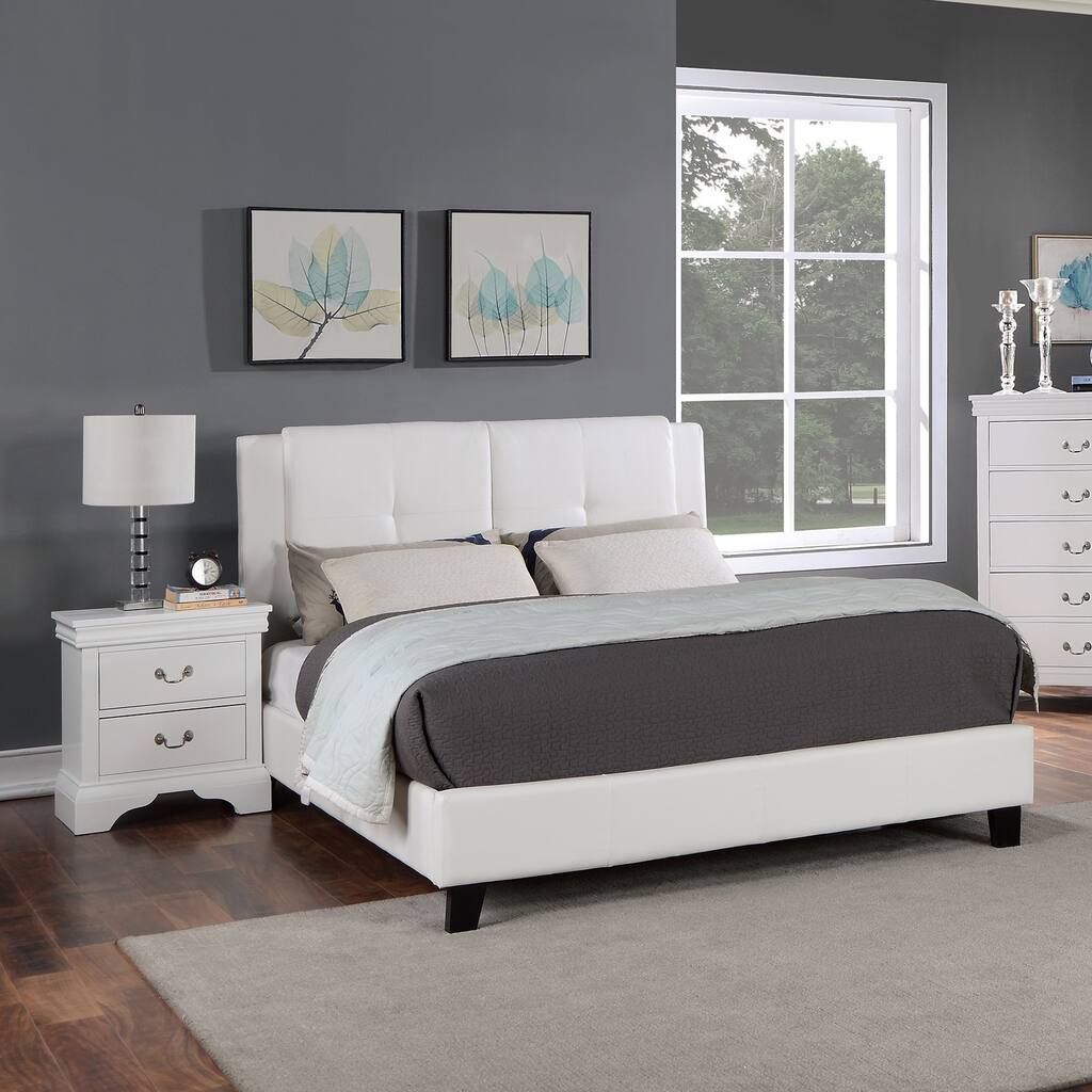 Queen Size Faux Leather Upholstered Tufted Bed with Headboard