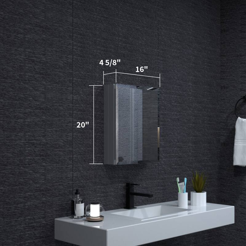 16" x 20" Rectangular Aluminum Surface Mount Medicine Cabinet with Mirror and Shelves - 16" x 20"