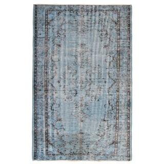 Small Blue Wool Rug ECARPETGALLERY Hand-knotted Color Transition Light Blue Wool Rug - 5'10 ...