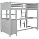 preview thumbnail 38 of 43, Twin Size Loft Bed Kids Bed Frame Wooden Storage Bed with Desk, Shelves, Pull-out Drawers, Ladder and Guardrail