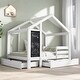 preview thumbnail 1 of 5, Full House Bed Frame with Blackboard & Drawers, Two Assembly Methods for Kids, White White