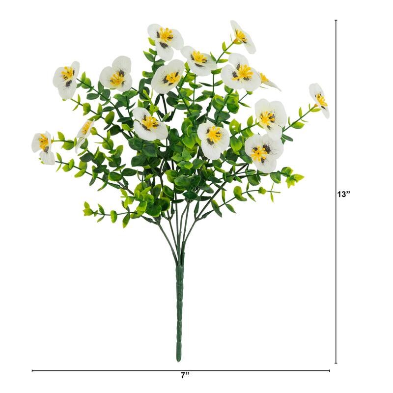 13-in UV Resistant Artificial Pansy Bush (Indoor/Outdoor) - Set of 12