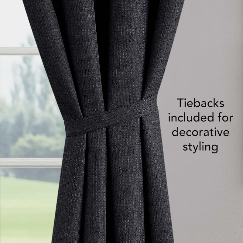 Creative Home Ideas Chyna Blackout Window Curtain, Room Darkening, Thermal Insulated, Grommets, Set of 2 Panels with 2 Tiebacks