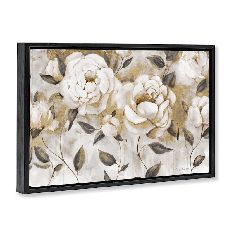 Stupell Warm Neutral Flowers Framed Floater Canvas Wall Art Design By Carol Robinson