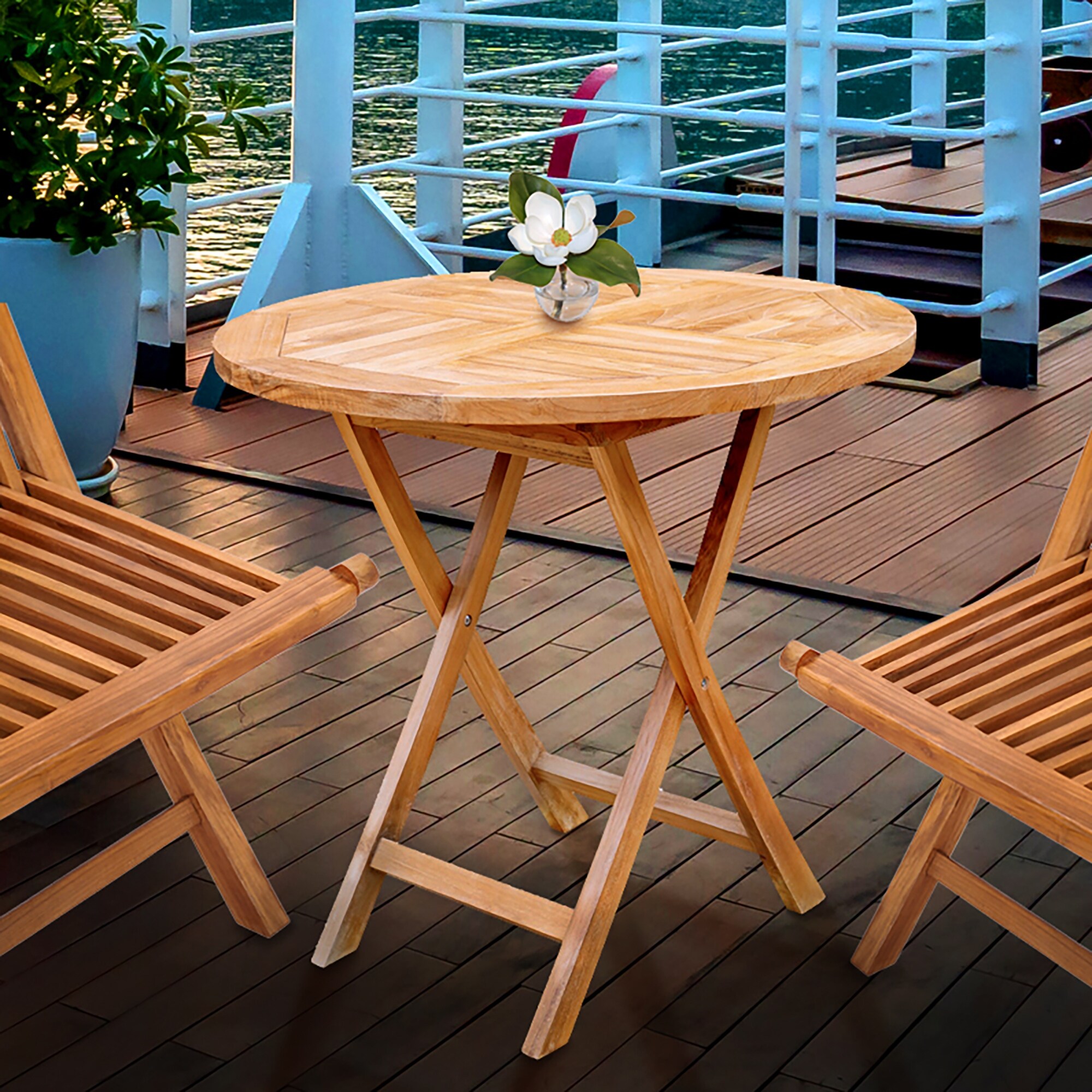 Chic Teak California Teak Wood Outdoor Folding Bistro Dining Table 36 inch Bed Bath Beyond 31288326