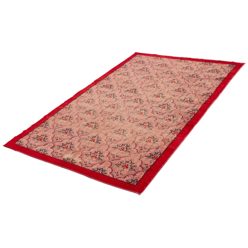 ECARPETGALLERY Hand-knotted Melis Vintage Salmon Wool Rug - 5'11 x 9'0