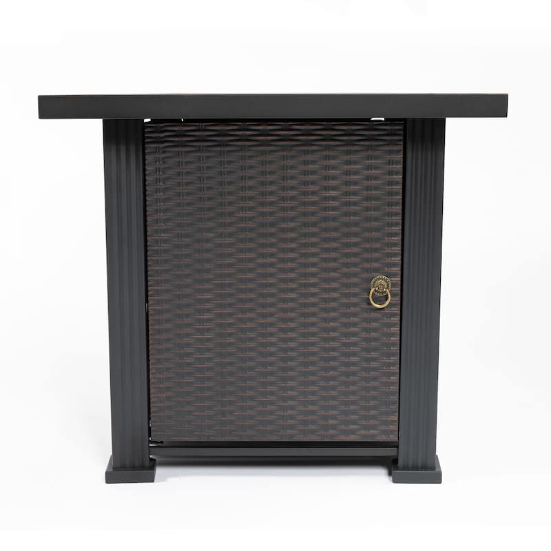 GDFStudio - Everett 28" Square Steel Outdoor Fire Pit Table with 40,000 BTU Burner & Lid