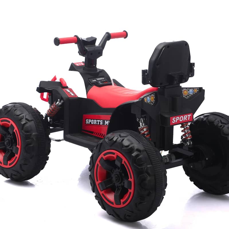 Ride On Toy Car Red 12V Electric ATV Car, 4 Wheeler Electric Toy Car Off-Road Toy Car with Bluetooth