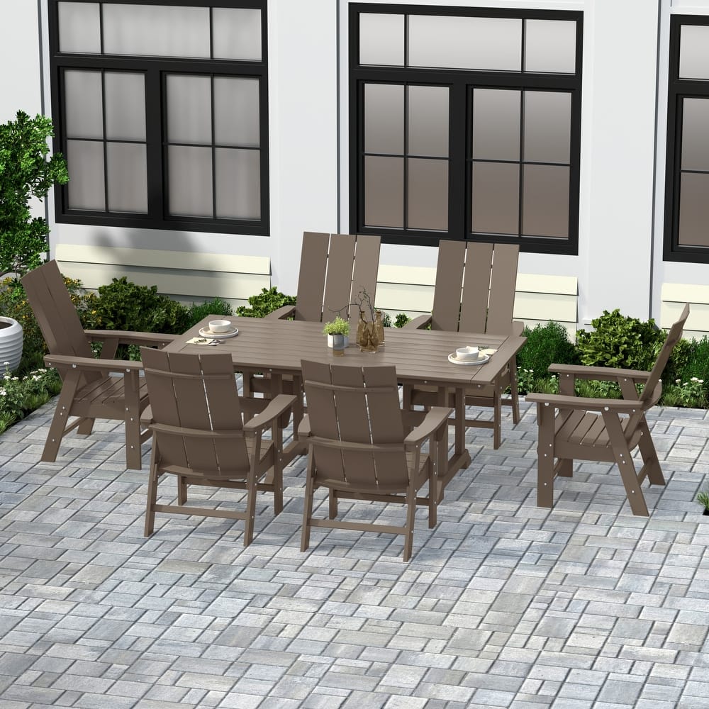 Shoreside 7-Piece Rectangular Poly Eco-Friendly All Weather Outdoor Dining Set