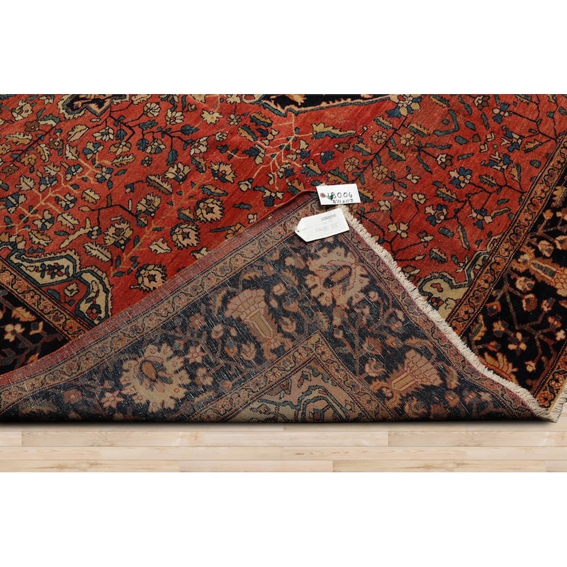 Hand Knotted Ferahan Rose Persian Wool Traditional Oriental Area Rug - 8' 11'' x 11' 5''