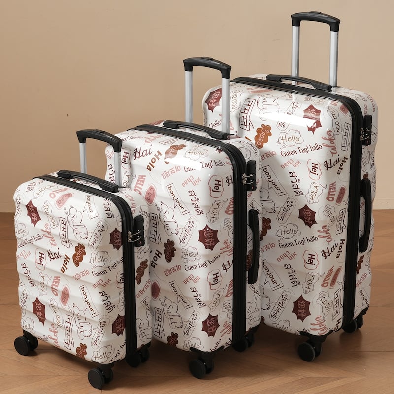 3-Piece, 20, 24, 28-Inch Modern Hard-Shell Luggage Expandable Luggage with Spinner Wheels and TSA Lock, for Boarding Travel - White