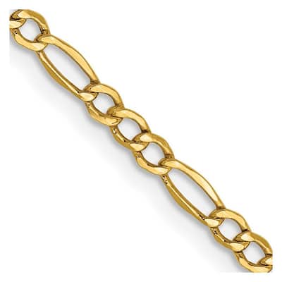 Curata 10k Yellow Gold 2.5mm Figaro Link Chain Necklace (Lobster) Options: 16 18 20 22 24