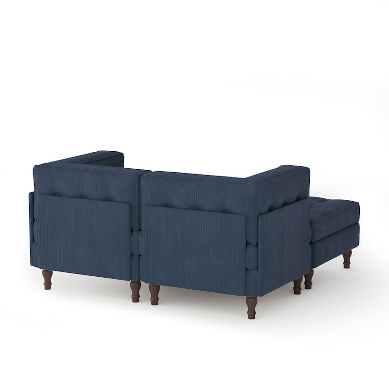 Corduroy Upholstered Modular Corner Sectional Sofa with Reversible Ottoman