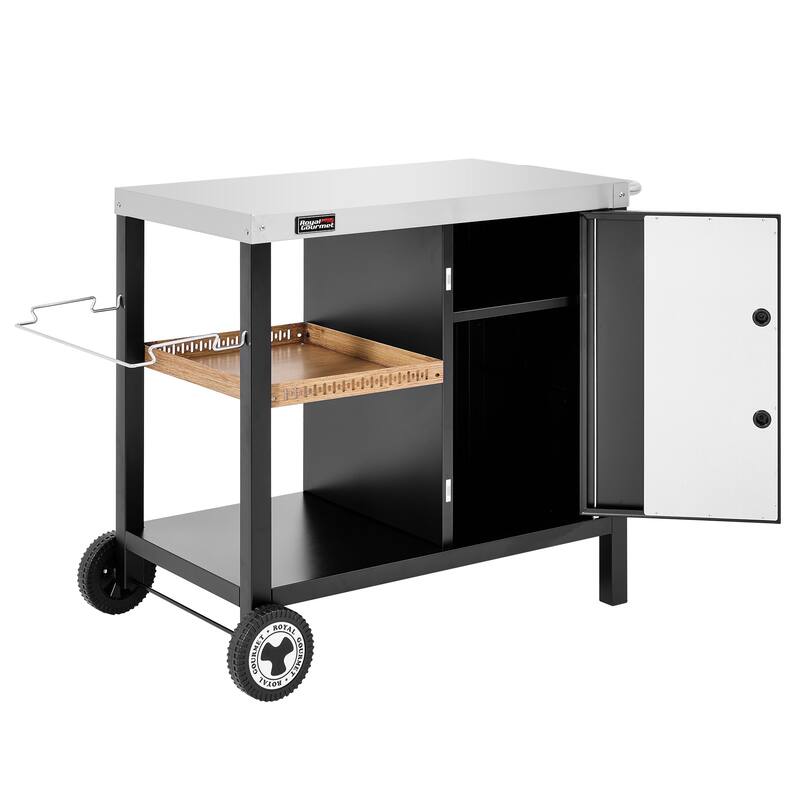 Royal Gourmet PC3402S 3-Tier Dining Cart with Storage Cabinet