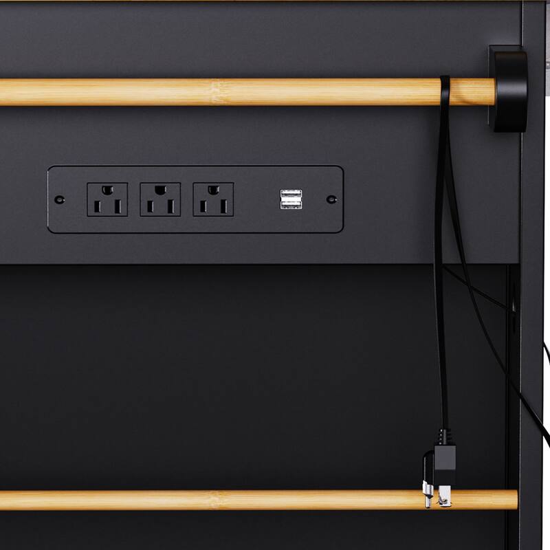 48'' Large Kitchen Island with Drop Leaf, Power Outlet, Rolling Wheels, and 5 Open Side Racks - 48'' x 29.75'' x 36.75''