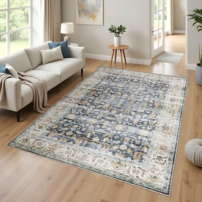 Vista Home Clarissa Washable Bordered Oriental Indoor Area Rug Mat