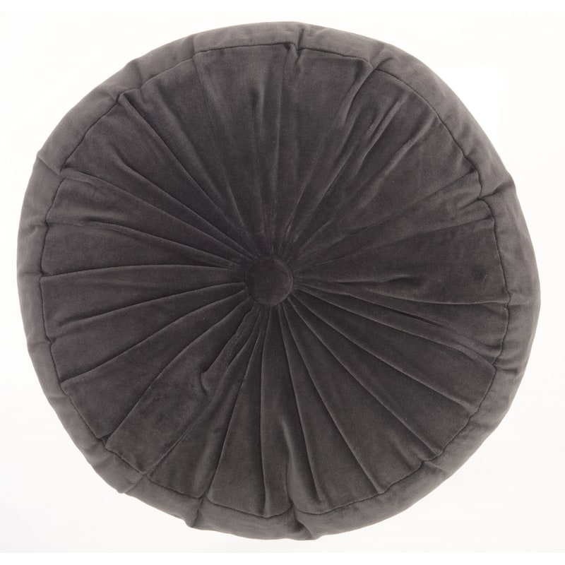 HomeRoots 16" X 16" Light Pink Round Velvet Throw Pillow - Black