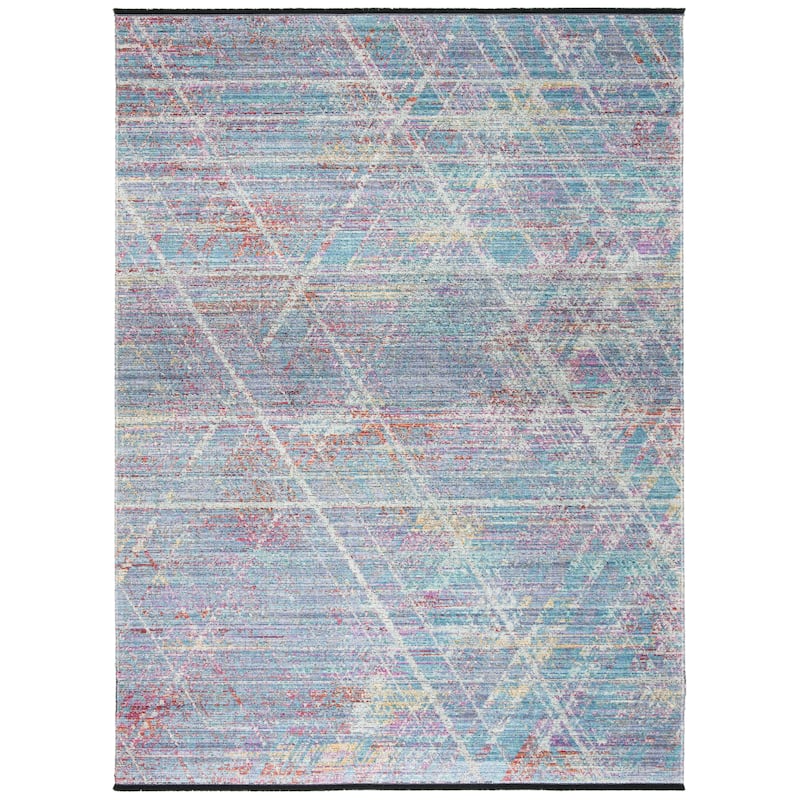 SAFAVIEH Windsor Cecilie Shabby Chic Oriental Polyester Rug with - 8' x 10' - Ivory/Aqua