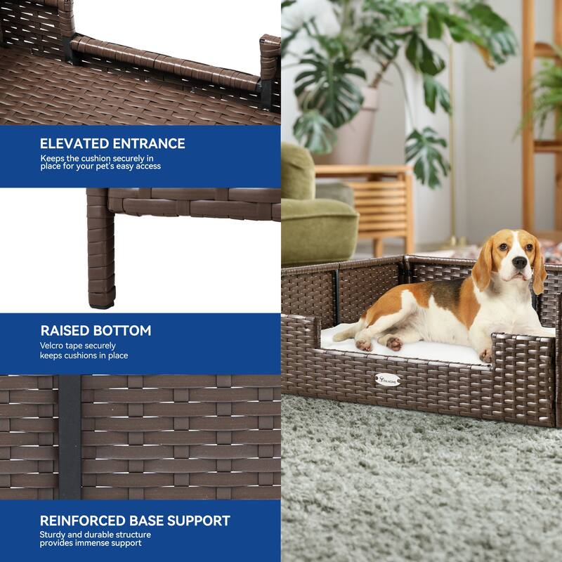 Moasis Elevated Rattan Dog Sofa with Cusion
