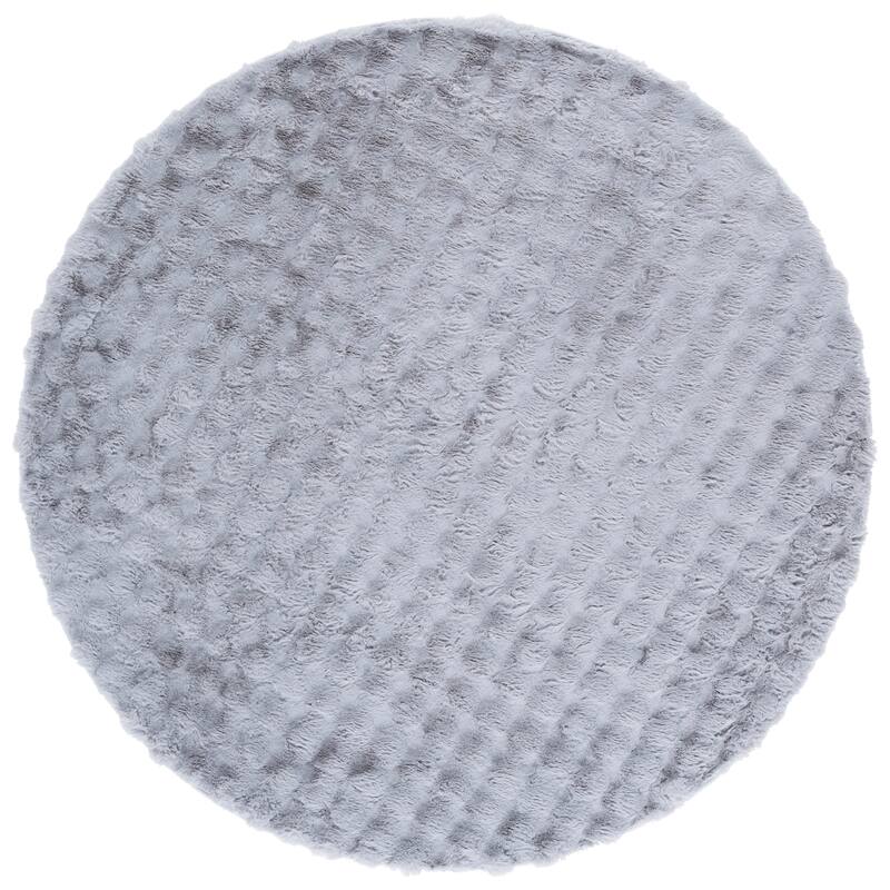 SAFAVIEH Faux Rabbit Bubble Ondine Machine Washable & Slip Resistant Shag Rug - 6' Round - Grey