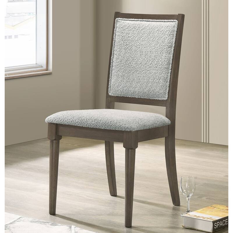 Set of 2 Upholstered Dining Side Chairs in Dark Brown and Gray