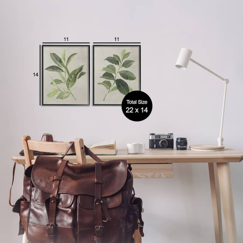Stupell Green Tea & Coffee Plant Leaves Framed Giclee Art Design By Lanie Loreth (Set of 2)