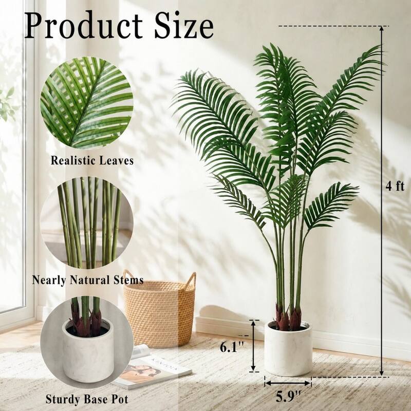 Artificial Plant Fake Tropical Palm Tree Potted