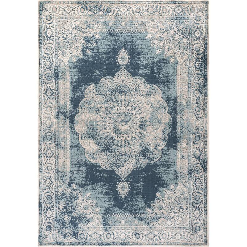 JONATHAN Y Soleiman Cottage Medallion Area Rug - 8 X 10 - Ivory/Blue