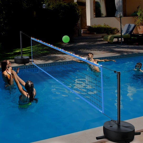 slide 2 of 11, 15-32 ft Pool Volleyball Net Games Set with Light and Weighted Base - N/A