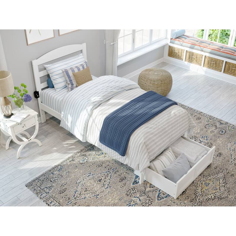 AFI Warren Platform Bed with Foot Drawer and Charging Station