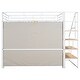 preview thumbnail 13 of 16, 70"High Full Size Metal Loft Bed with Large Wardrobe and Storage Staircase,White