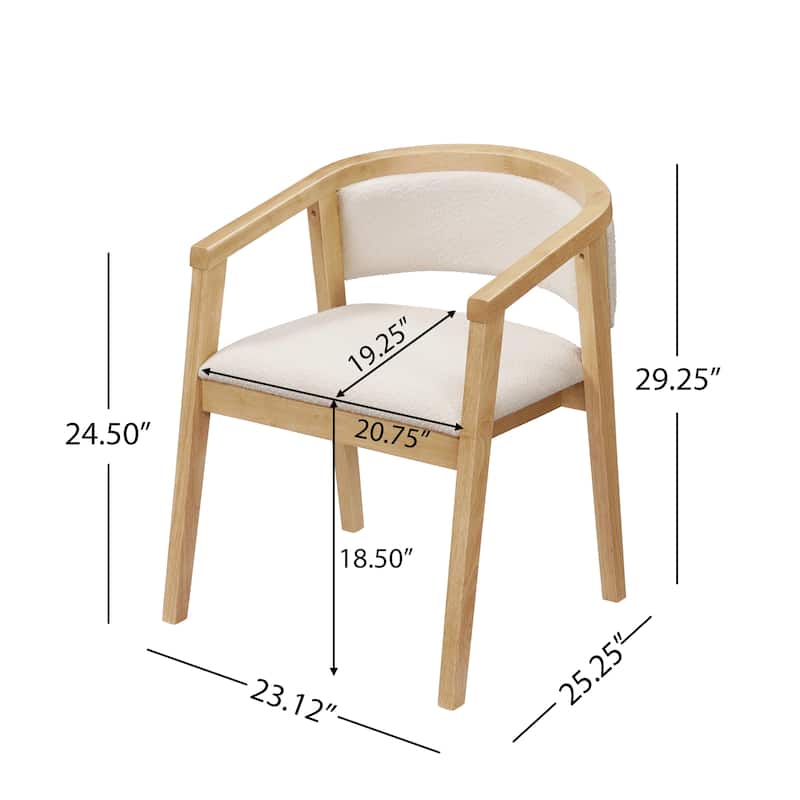 Christopher Knight Home - Noren Mid-Century Boucle Upholstered U-Shaped Dining Chair with Armrest - Set of 2